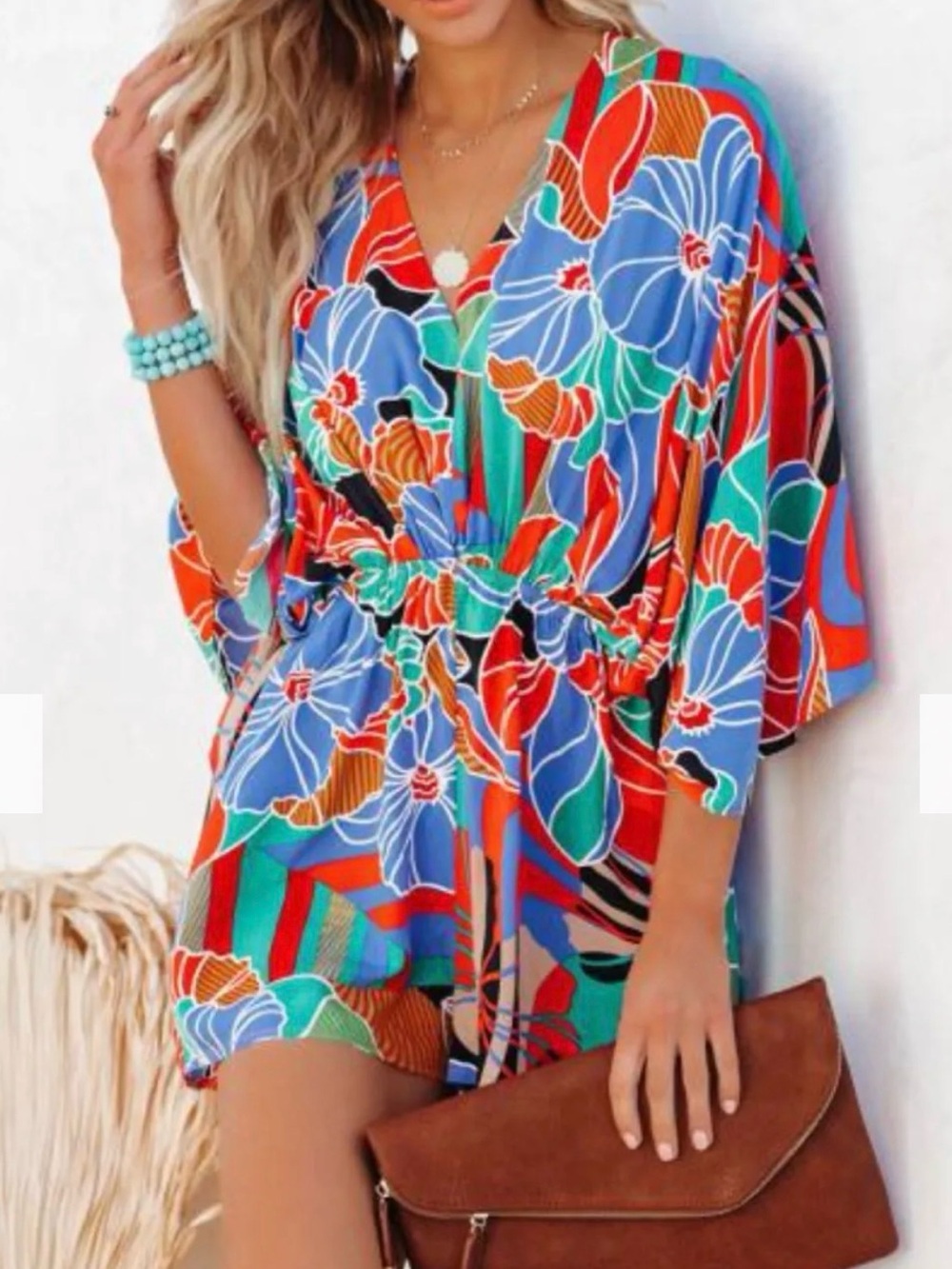 🌻New Women’s Aakaa Kimono Romper Swim Cover-Up